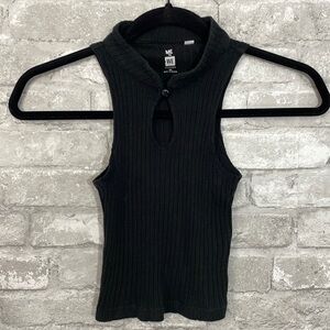 Me To We Black Ribbed Tank Top